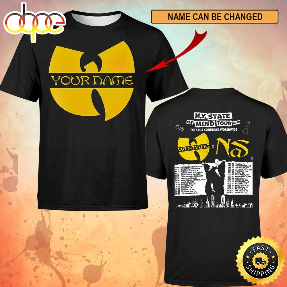 Custom Name Logo Wutang & Nas N.Y State Of Mind Tour 2023 The Saga Continues Worldwide Unisex T-shirt