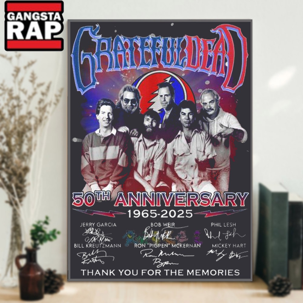 Grateful Dead 50th Anniversary 1965 2025 Thank You For The Memories Signature Poster Canvas Art