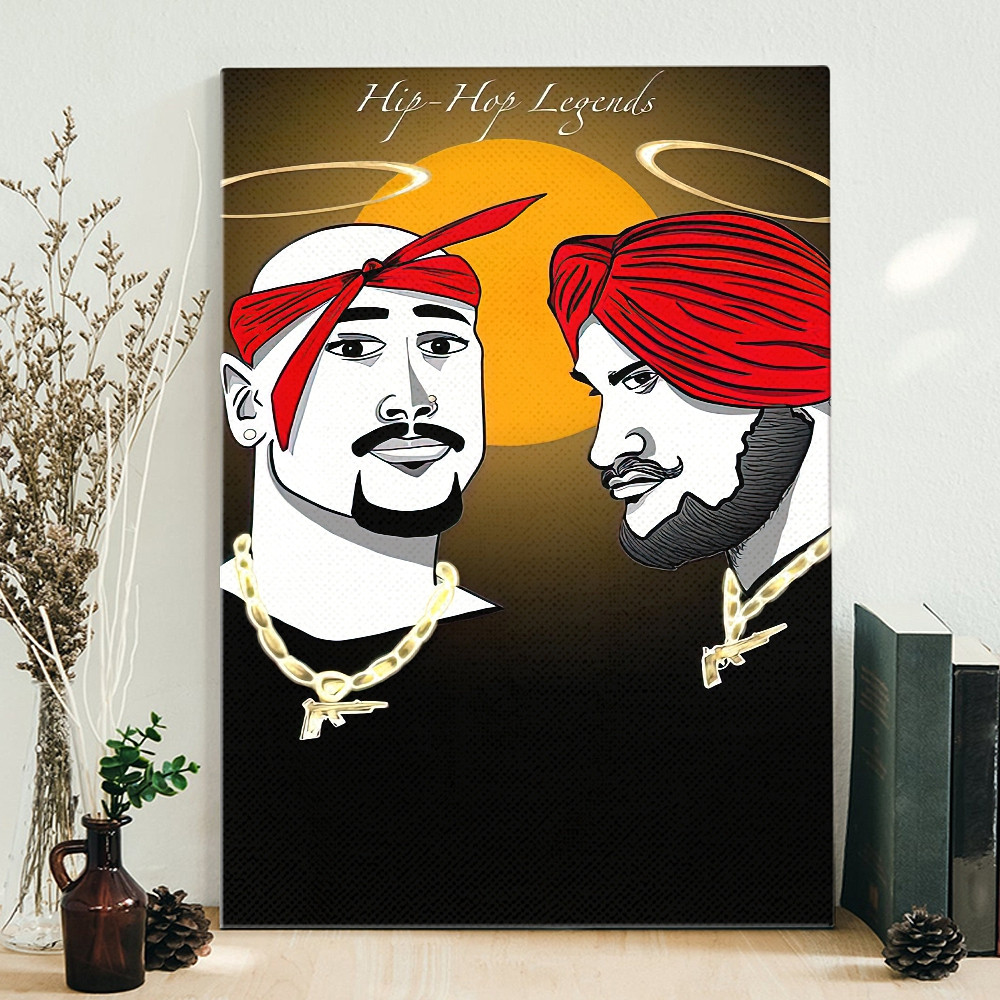 Sidhu Moose Wala and Tupac Shakur Hip Hop Legend Canvas Sidhu Moose Wala and Tupac Shakur Hip Hop Legend Canvas