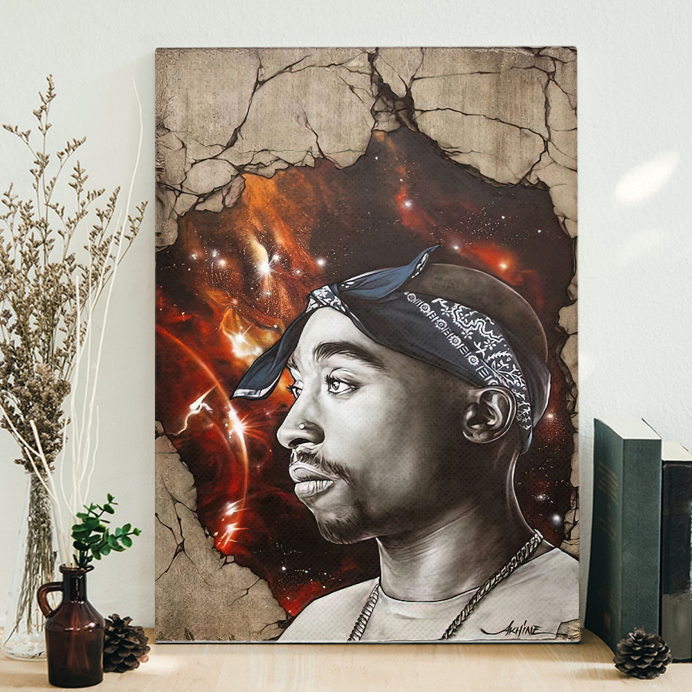Tupac Shakur Exhibit Hip Hop 90s Poster Canvas