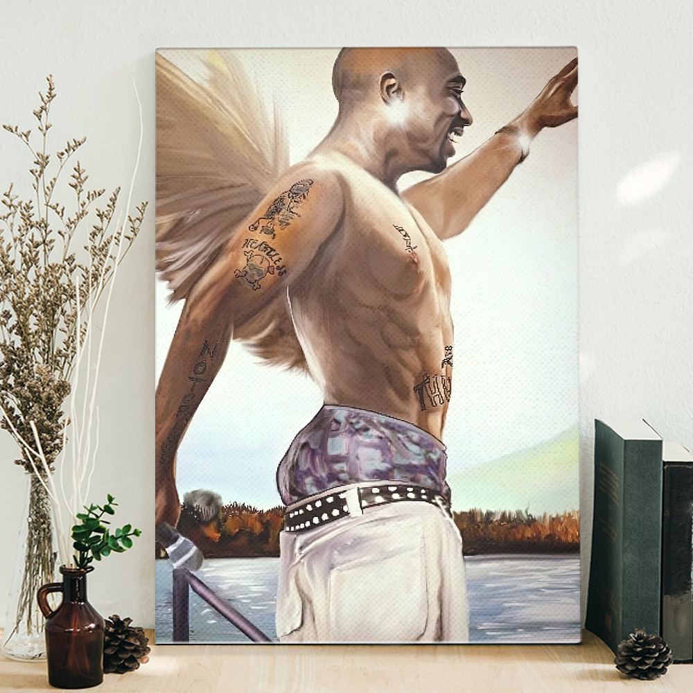 Tupac Shakur -Tupac Angel Hip Hop 90s Poster Canvas