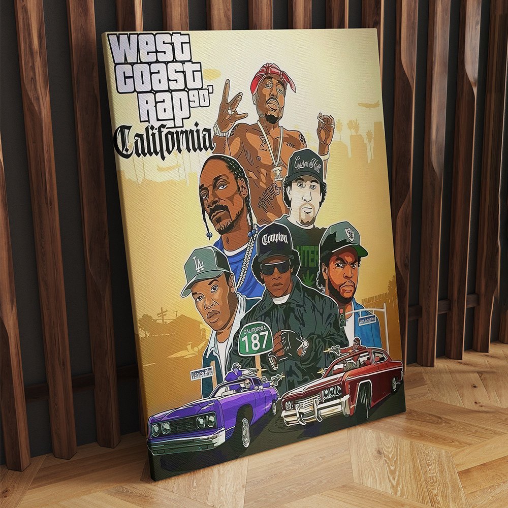 West Coast Rap 90s California Poster Canvas