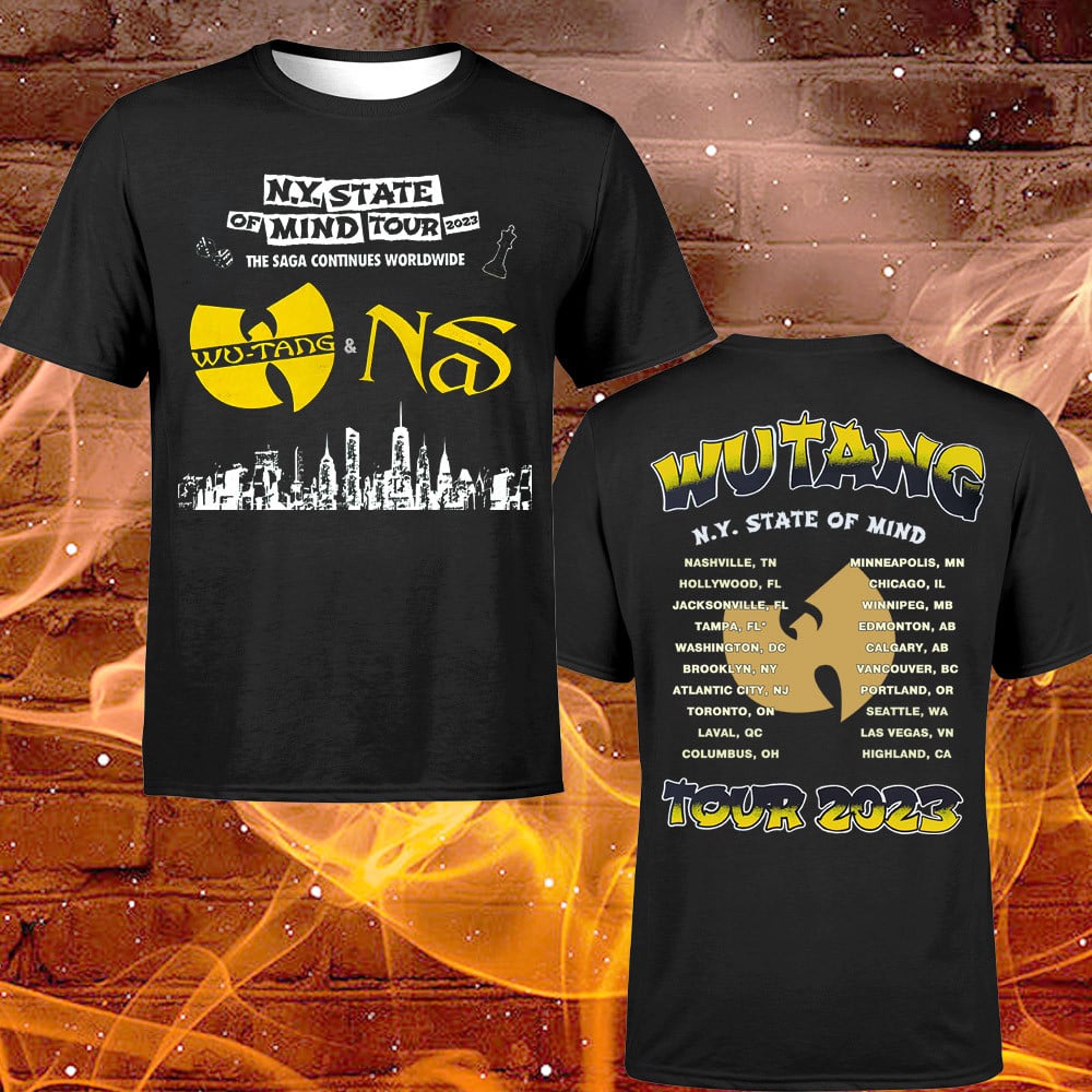 Wu-tang Clan & Nas New York State Of Mind Tour 2023 North American Dates T-shirt