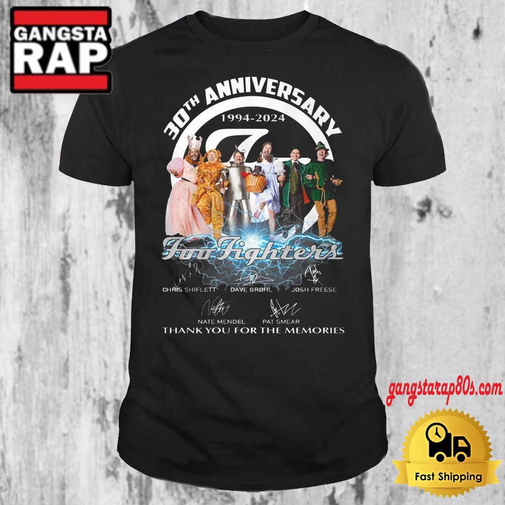 30th Anniversary 1994 2024 Foo Fighters Thank You For The Memories Signature T Shirt