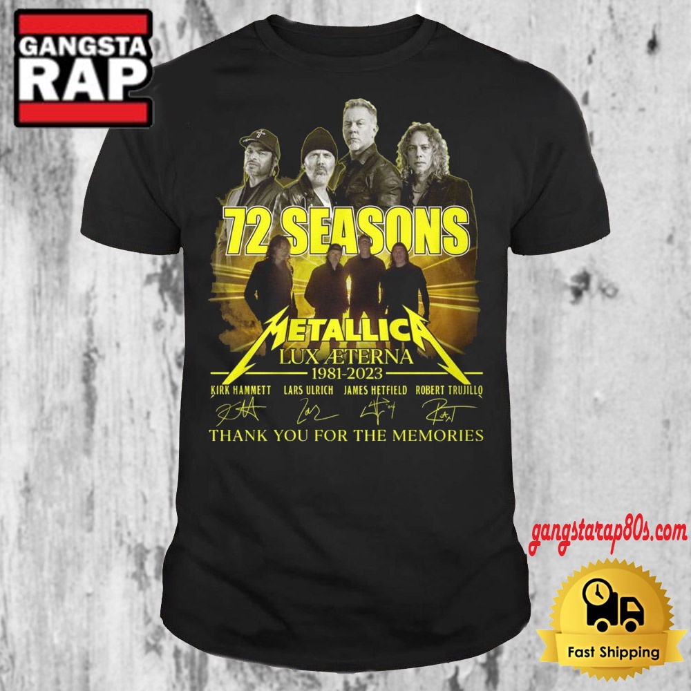72 Seasons Metallica Lux Aeterna 1981 2023 Signature T Shirt 72 Seasons Metallica Lux Aeterna 1981 2023 Signature T Shirt