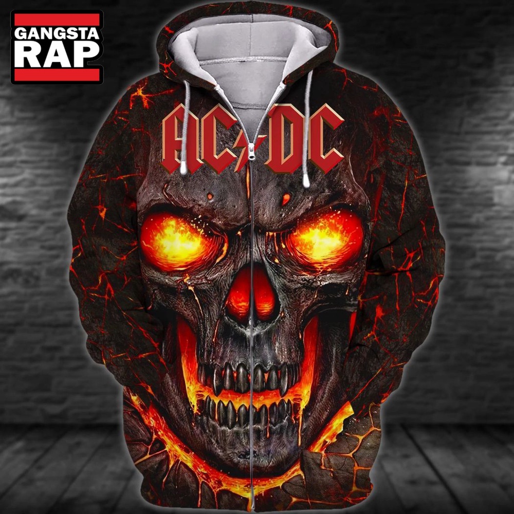 ACDC 51th Anniversary All Over Print Skull 3D Hoodie