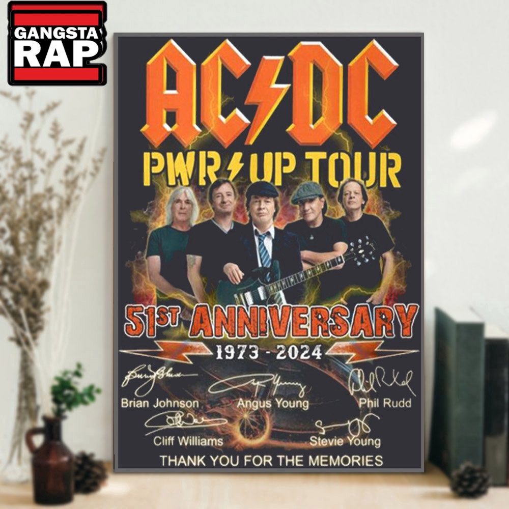 ACDC Pwr Up Tour 51st Anniversary 1973-2024 Signature Poster Canvas Art ACDC Pwr Up Tour 51st Anniversary 1973-2024 Signature Poster Canvas Art