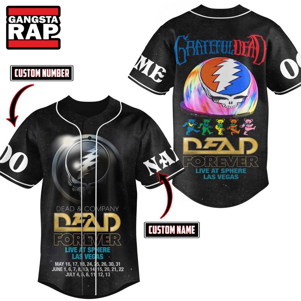 Dead Forever Live At Sphere Las Vegas Grateful Dead Custom Baseball Jersey Grateful Dead Jersey Shirt