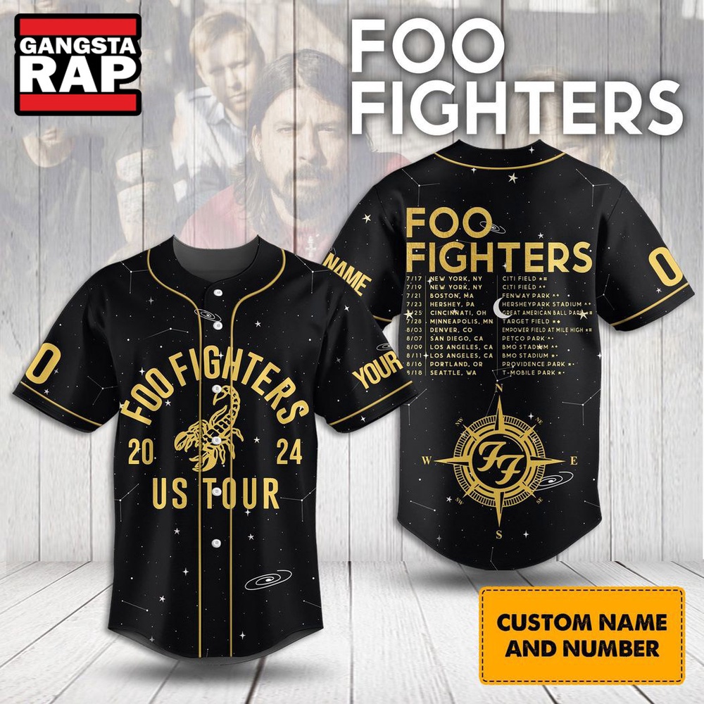 Foo Fighters Music Band 2024 US Tour Baseball Jersey Foo Fighters Music Band 2024 US Tour Baseball Jersey