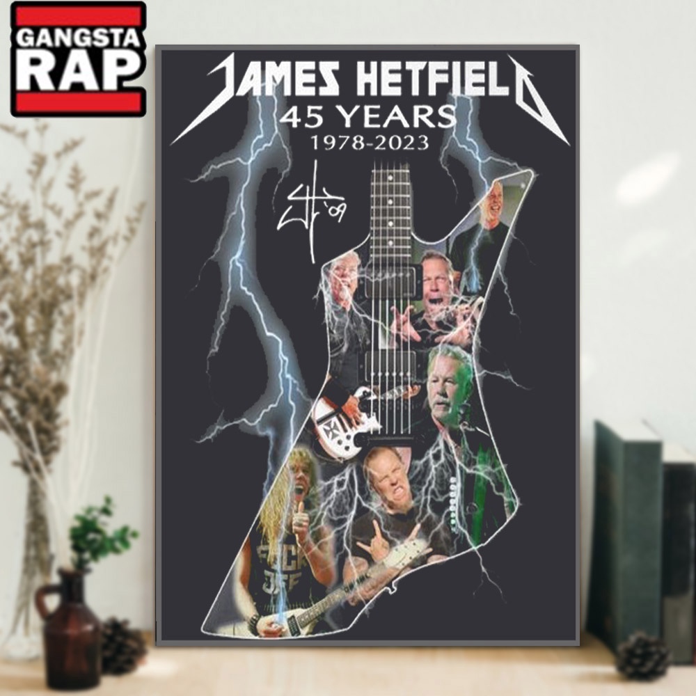 James Hetfield Metallica Band 45 Years Signature Wall Art Poster Canvas James Hetfield Metallica Band 45 Years Signature Wall Art Poster Canvas