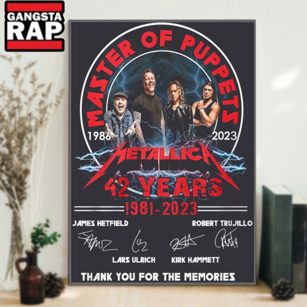 Master of Puppets Metallica 42 Years Thank You For The Memories Signature Wall Art Poster Canvas Master of Puppets Metallica 42 Years Thank You For The Memories Signature Wall Art Poster Canvas