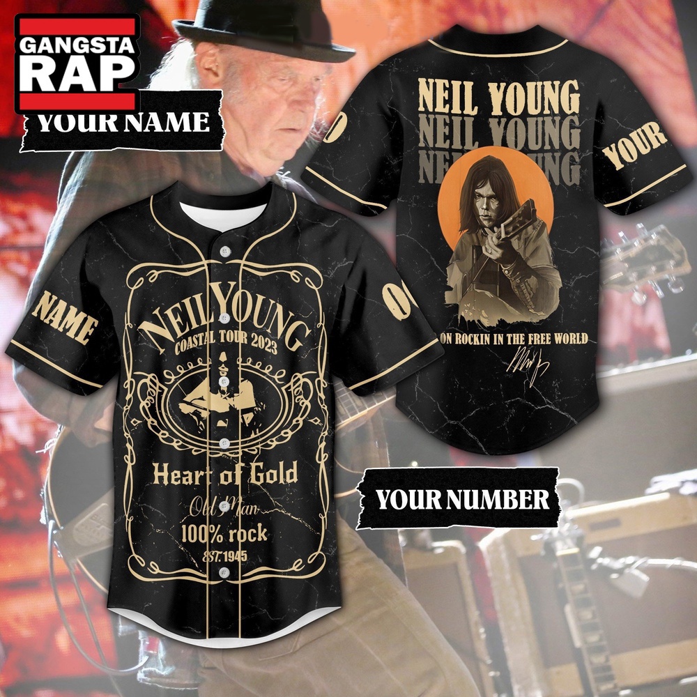 Neil Young Coastal Tour Keep On Rockin In The Free World Baseball Jersey