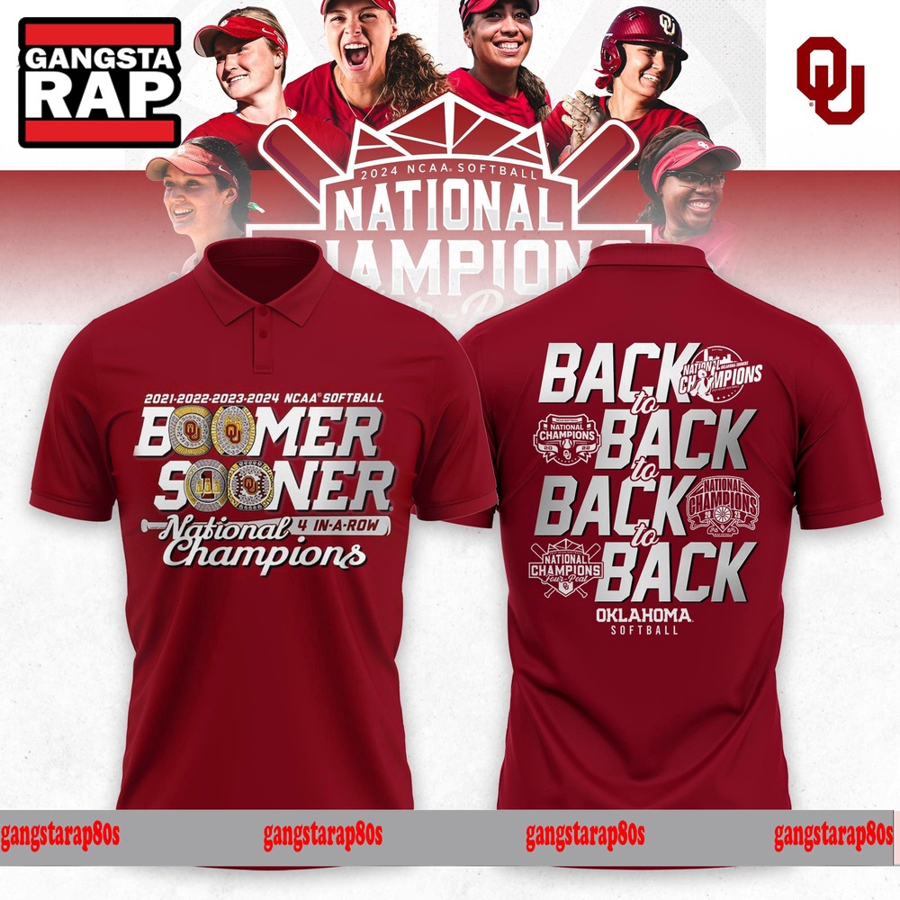 Oklahoma Sooners Four Peat 2024 NCAA Softball Women's Champions Polo Shirt Oklahoma Sooners Shirt