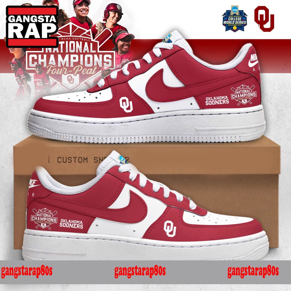 Oklahoma Sooners Four Peat NCAA Softball Women's Champions Air Force 1 Shoes