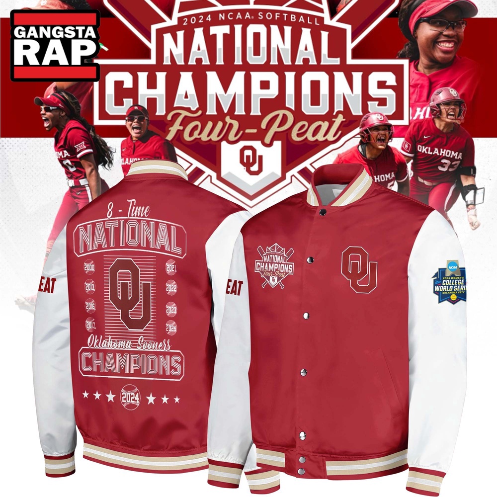 Oklahoma Sooners Four Peat NCAA Softball Women's College World Series Champions Jacket
