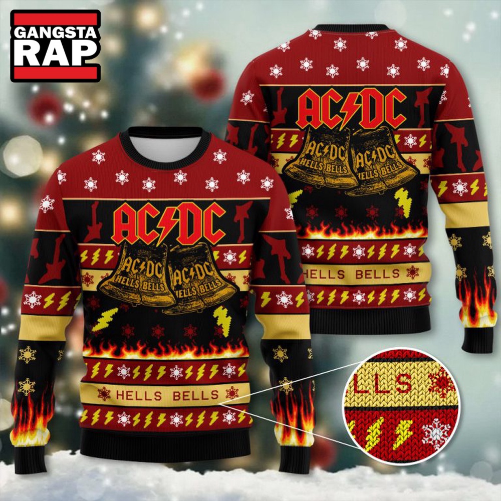ACDC Band Hells Bells Ugly Christmas Sweater ACDC Band Hells Bells Ugly Christmas Sweater