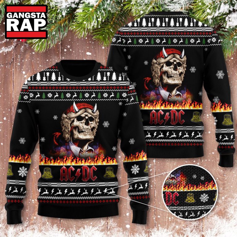 ACDC Band Special Skull Ugly Christmas Sweater ACDC Band Special Skull Ugly Christmas Sweater
