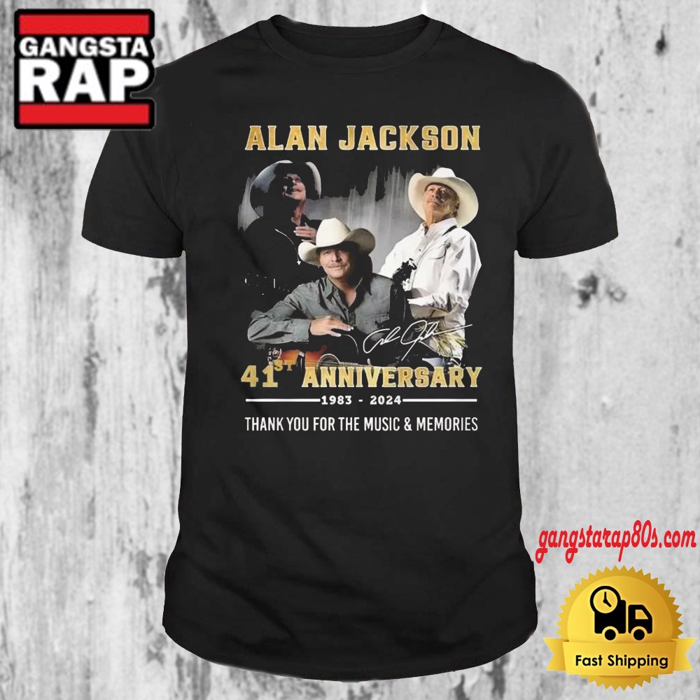 Alan Jackson 41st Anniversary 1983-2024 Thank You For The Music And Memories T Shirt Alan Jackson 41st Anniversary 1983-2024 Thank You For The Music And Memories T Shirt