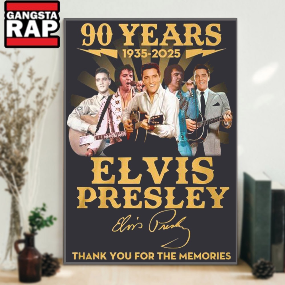 Elvis Presley 90 Years 1935-2025 Thank You For The Memories Signature Poster Canvas Art Elvis Presley 90 Years 1935-2025 Thank You For The Memories Signature Poster Canvas Art