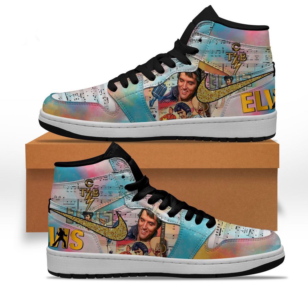 Elvis Presley TCB Band Air Jordan 1 Hightop Shoes Elvis Presley TCB Band Air Jordan 1 Hightop Shoes