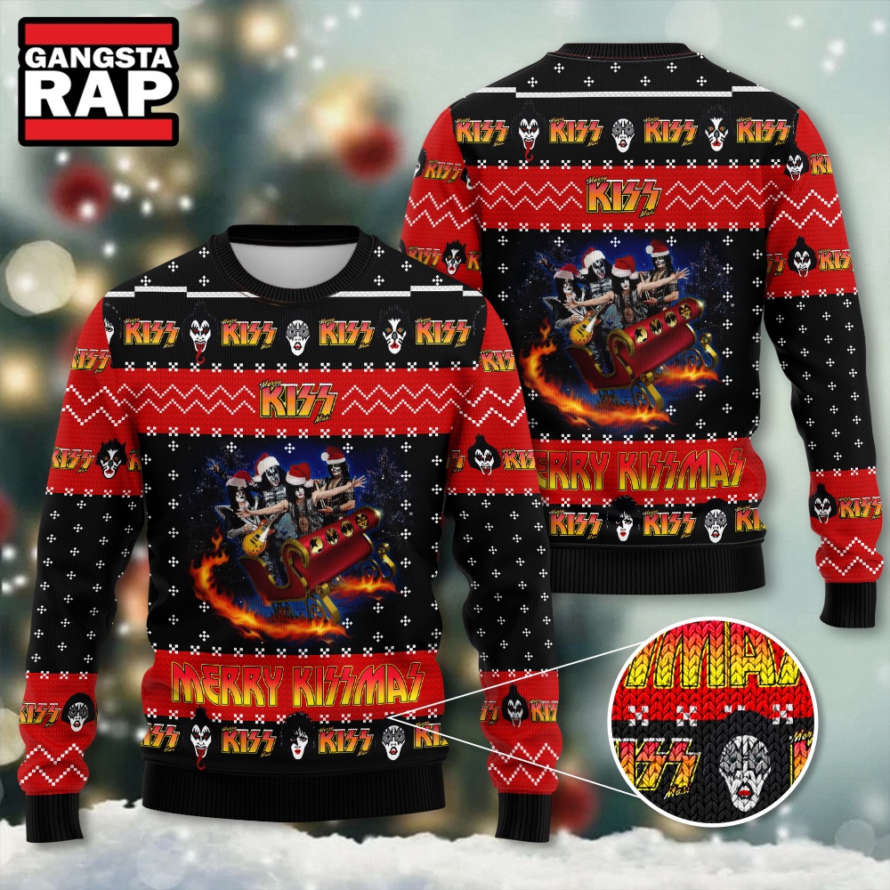 Kiss Band Merry Kissmas Ugly Christmas Sweater Kiss Band Merry Kissmas Ugly Christmas Sweater