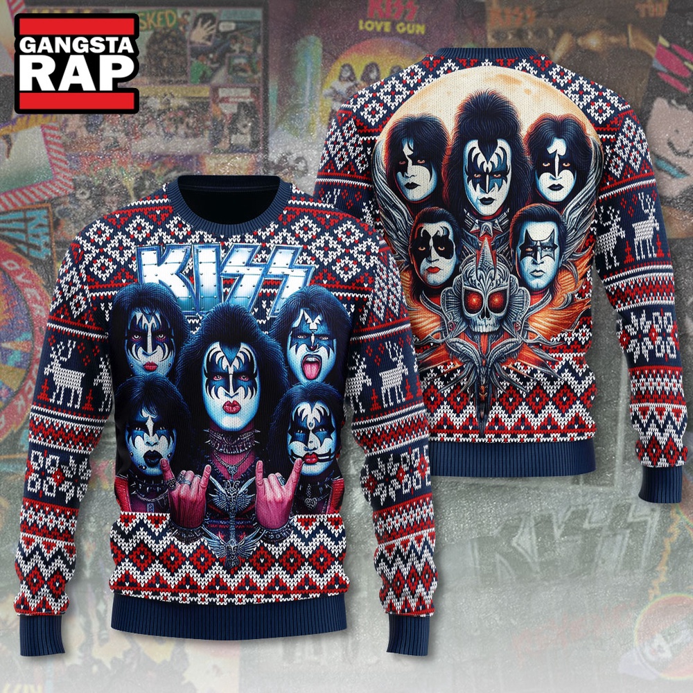 Kiss Band Rock Graphics Design Ugly Christmas Sweater Kiss Band Rock Graphics Design Ugly Christmas Sweater