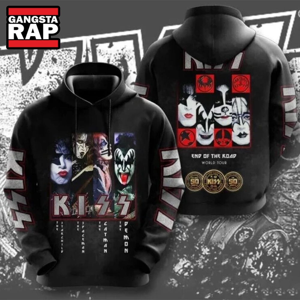 Kiss Rock Band Music End Of The Road Tour All Over Print 3D Hoodie Kiss Rock Band Music End Of The Road Tour All Over Print 3D Hoodie