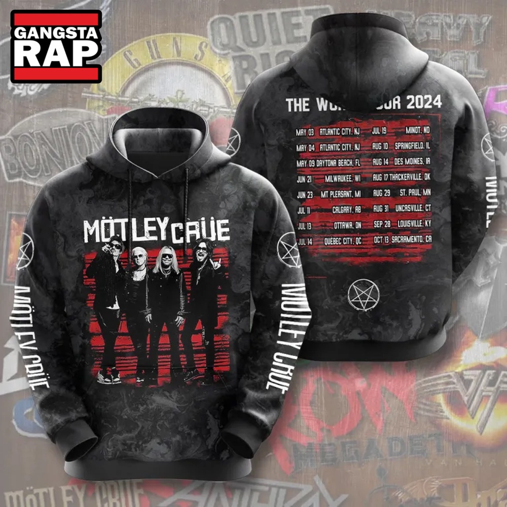 Motley Crue Rock Band The World Tour 2024 Schedule Hoodie Motley Crue Rock Band The World Tour 2024 Schedule Hoodie