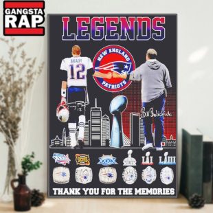 New England Patriots Bill Belichick Tom Brady Hall Of Fame Legends Football Poster Canvas Art