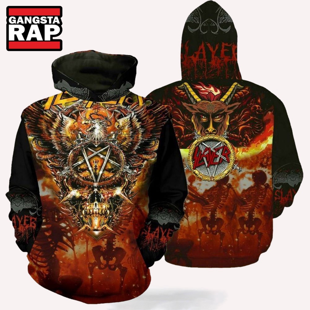 Slayer Rock Band Music Skull All Over Print Hoodie Shirt Slayer Rock Band Music Skull All Over Print Hoodie Shirt