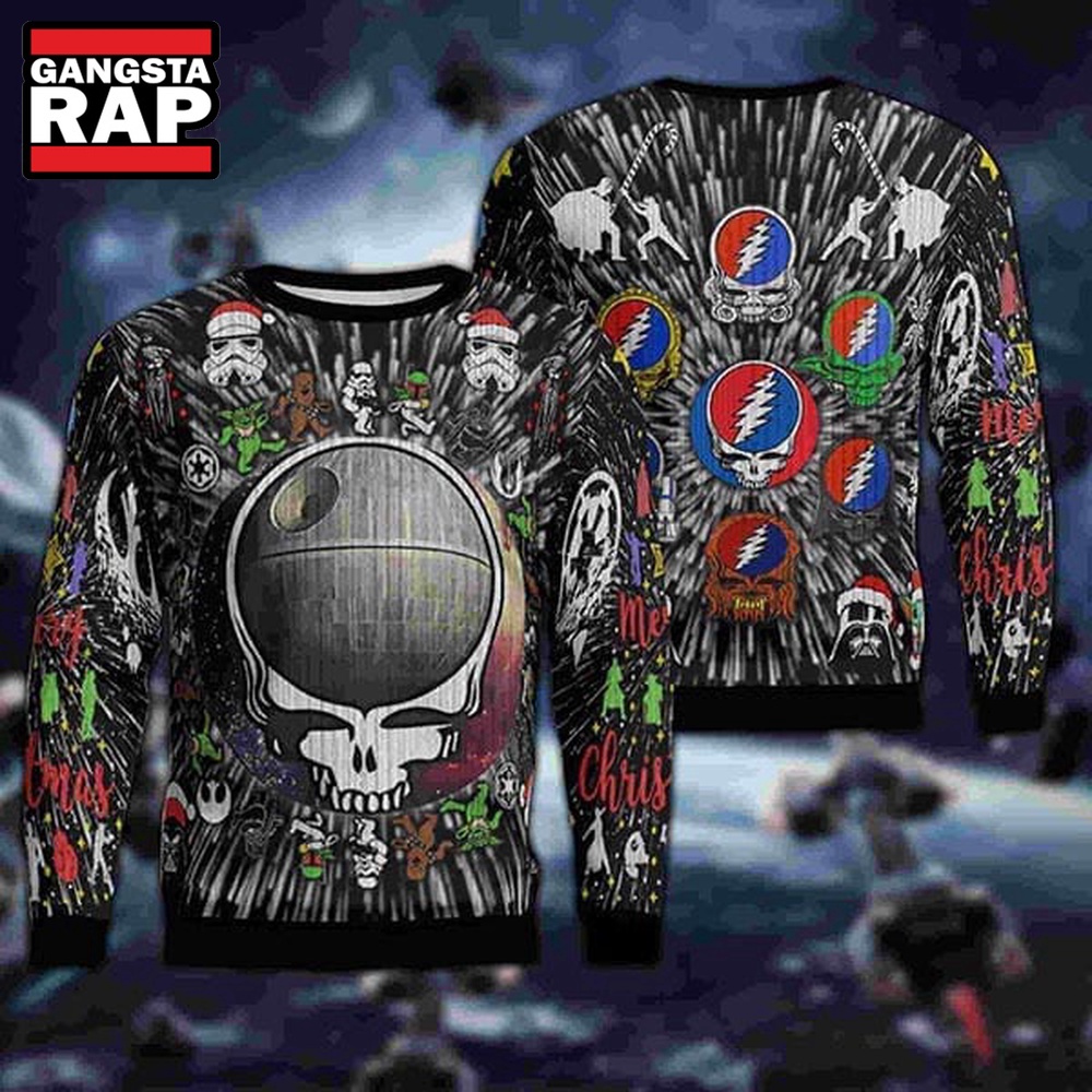 Grateful Dead X Star Wars Black Deep Ugly Christmas Sweater