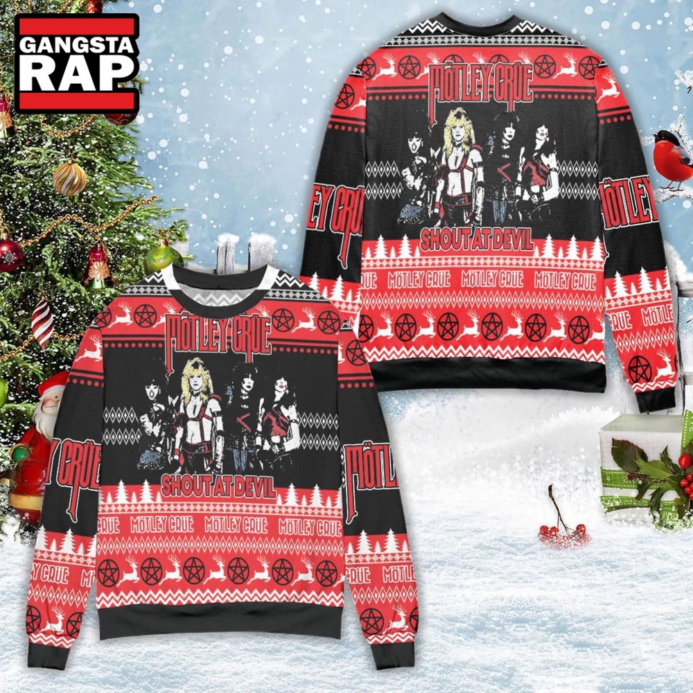 Motley Crue Band Shout At Devil Ugly Christmas Sweater Motley Crue Band Shout At Devil Ugly Christmas Sweater