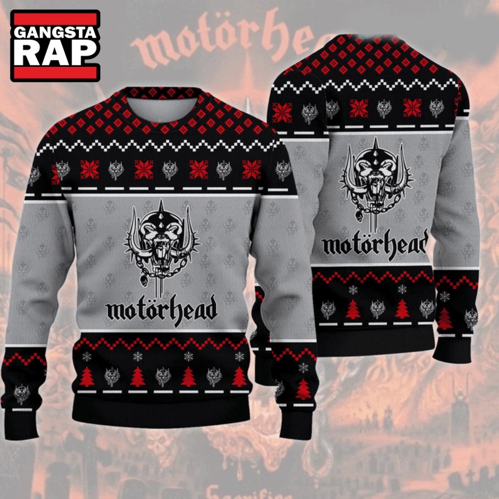 Motorhead Grey Ugly Christmas Sweater Motorhead Grey Ugly Christmas Sweater