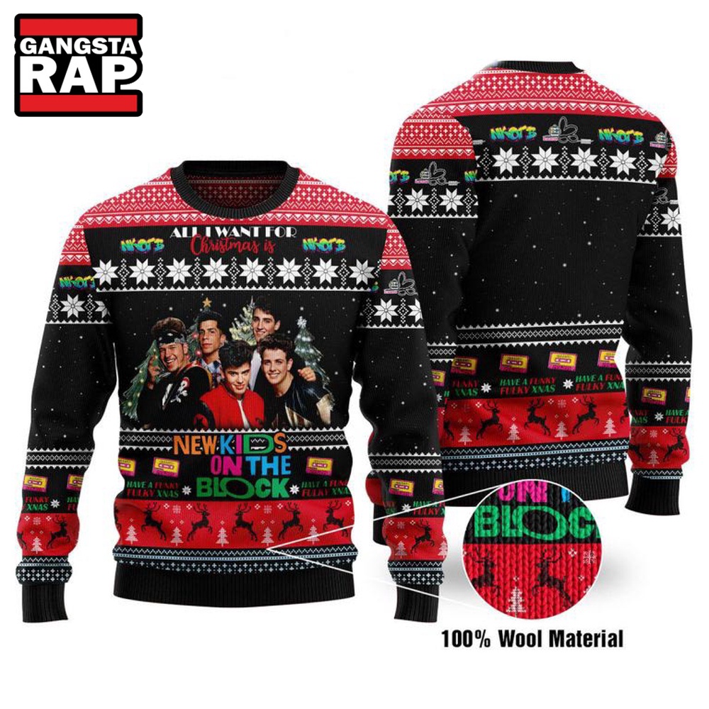 New Kids On The Block Funky Fulky Ugly Christmas Sweater New Kids On The Block Funky Fulky Ugly Christmas Sweater