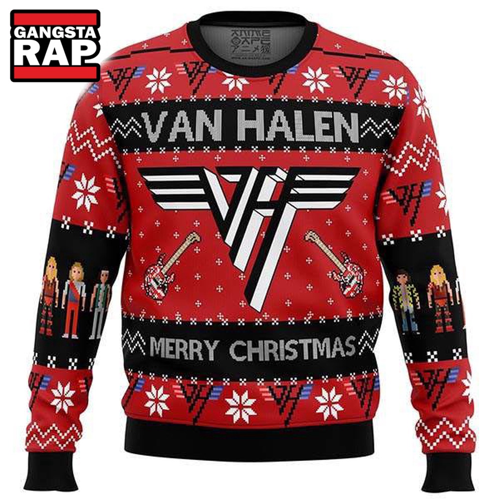 Van Halen Logo Merry Christmas Ugly Christmas Sweater Van Halen Logo Merry Christmas Ugly Christmas Sweater