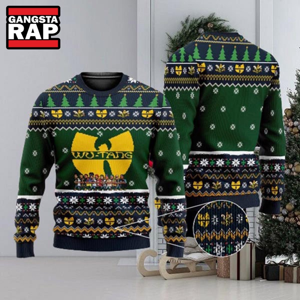 Wu Tang Clan Hip Hop Team Dancing Under Logo Ugly Christmas Sweater Wu Tang Clan Hip Hop Team Dancing Under Logo Ugly Christmas Sweater
