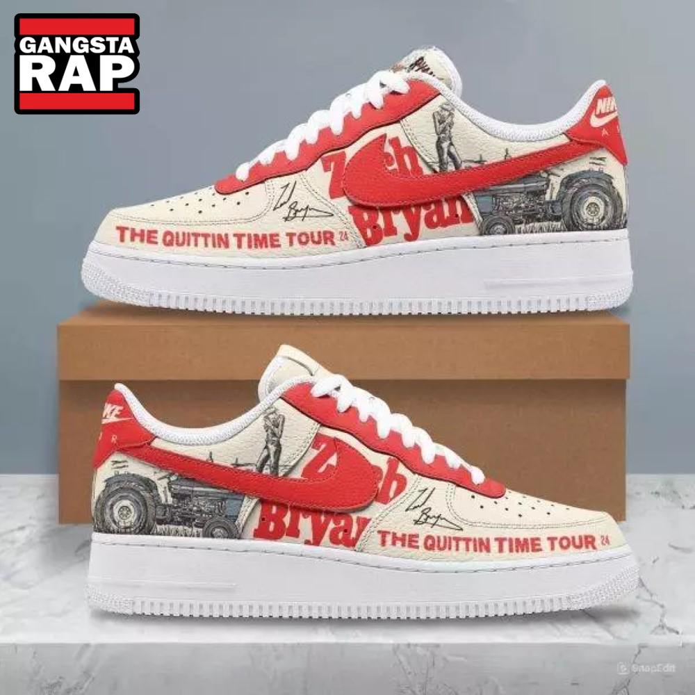 Zach Bryan The Quittin Time Tour 2024 Air Force 1 Shoes Sneaker Zach Bryan The Quittin Time Tour 2024 Air Force 1 Shoes Sneaker