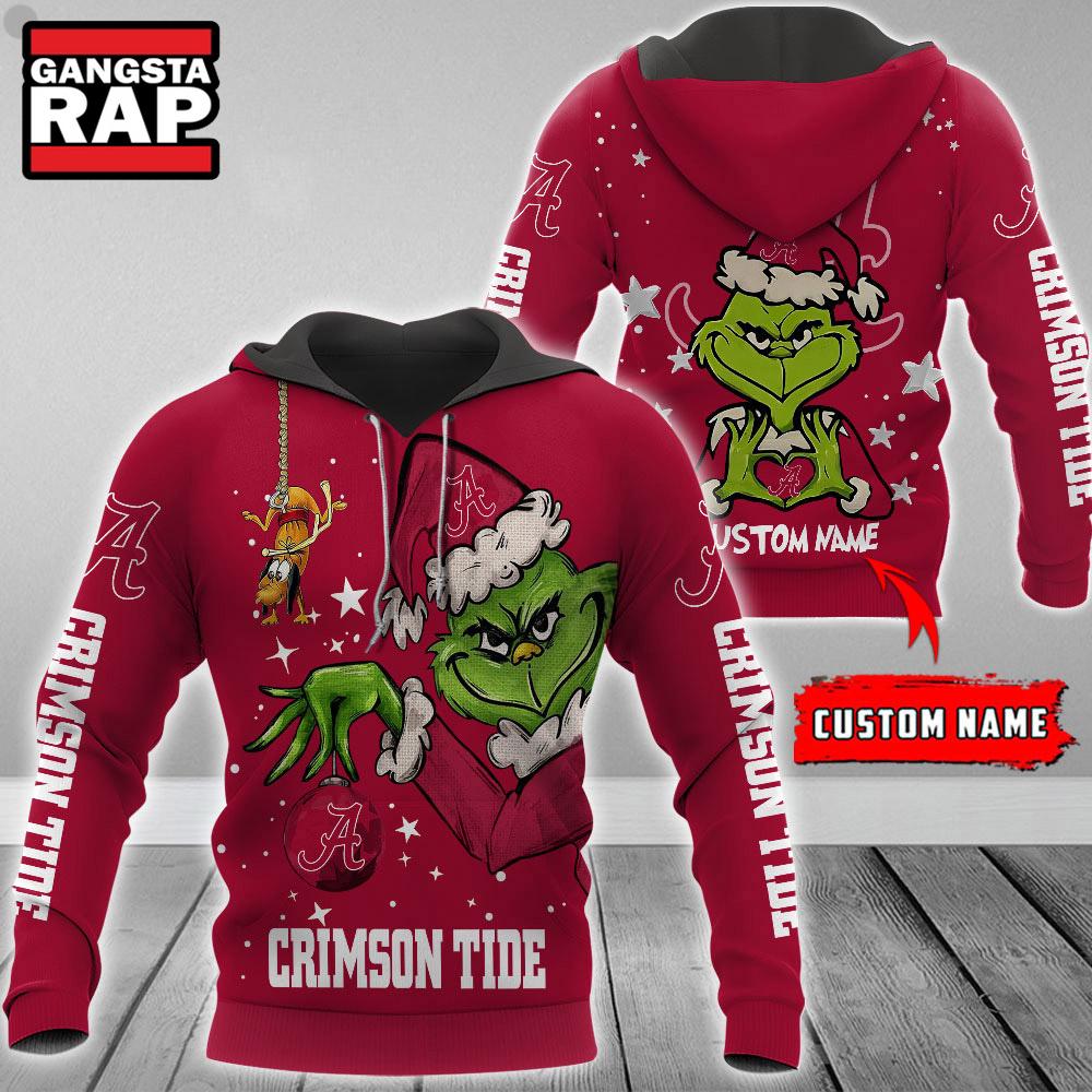 NCAA Alabama Crimson Tide Football Team The Grinch Christmas Hoodie NCAA Alabama Crimson Tide Football Team The Grinch Christmas Hoodie