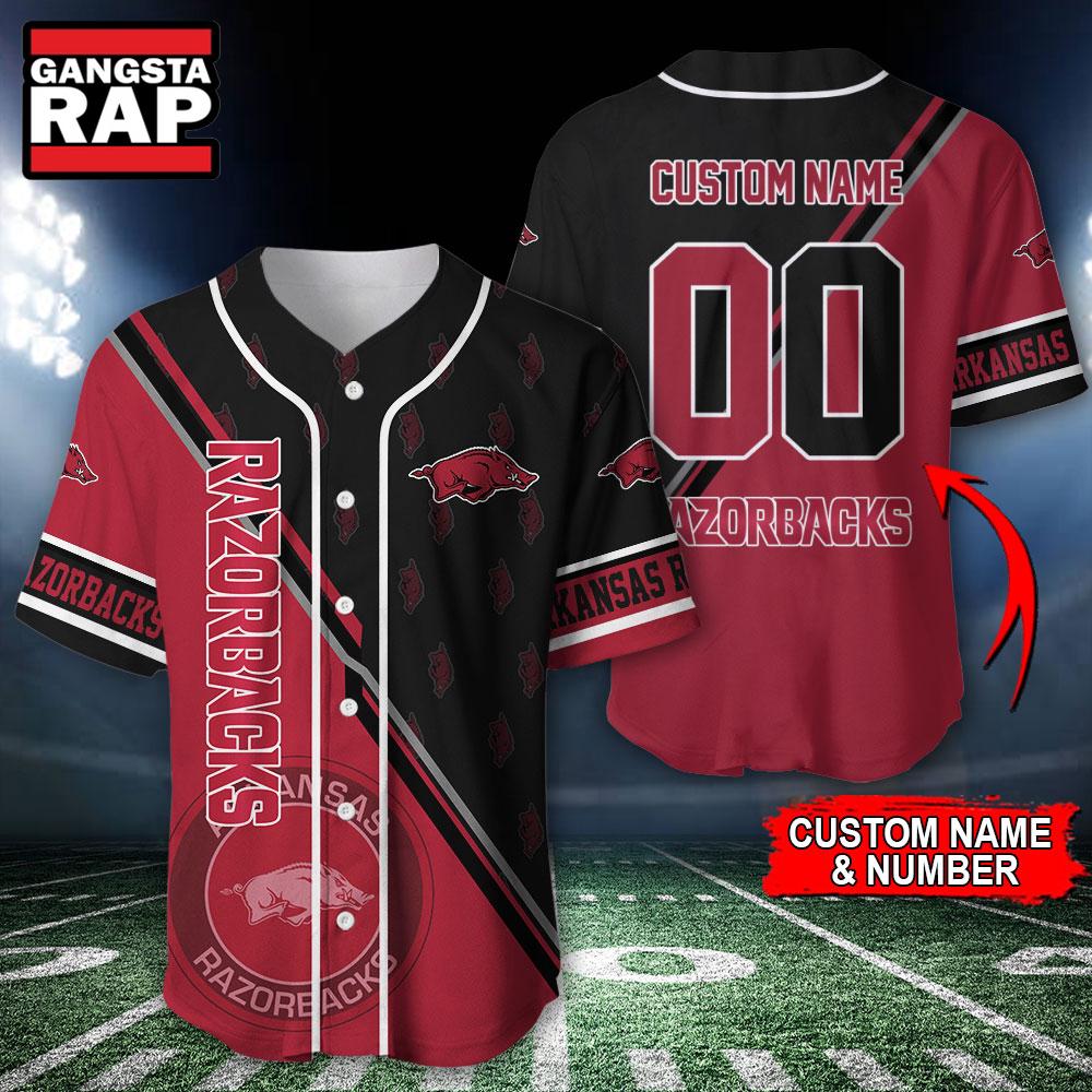 NCAA Arkansas Razorbacks Logo Team Sport Design Baseball Jersey NCAA Arkansas Razorbacks Logo Team Sport Design Baseball Jersey