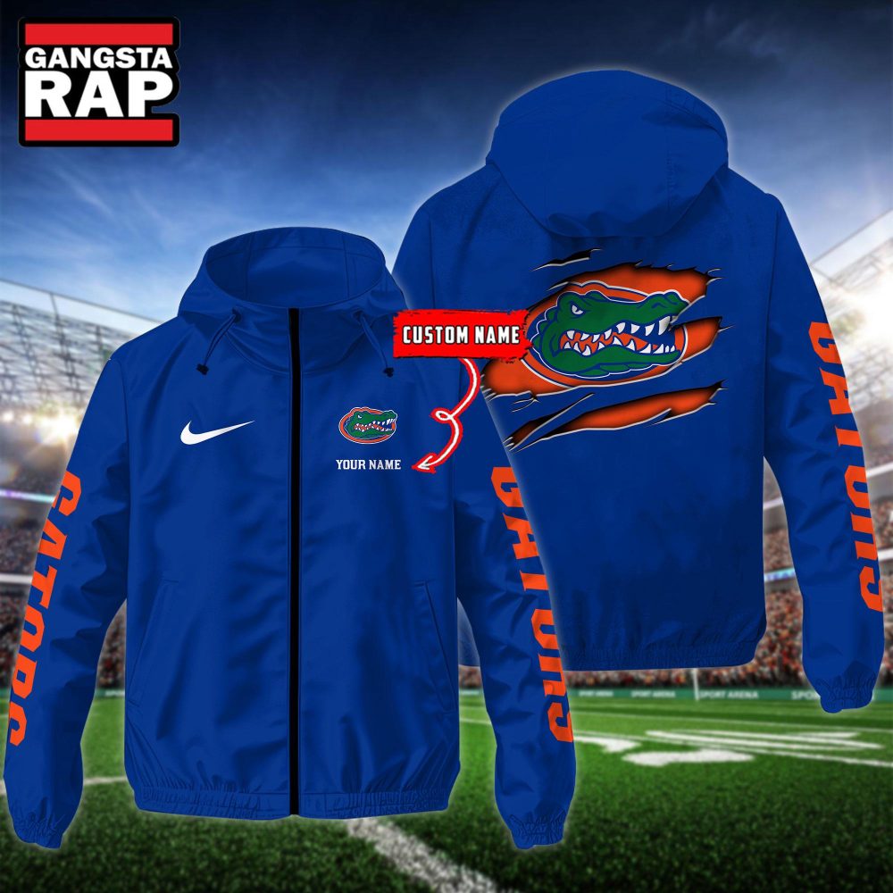 NCAA Florida Gators Special Logo Team Custom Name Windbreaker Jacket NCAA Florida Gators Special Logo Team Custom Name Windbreaker Jacket