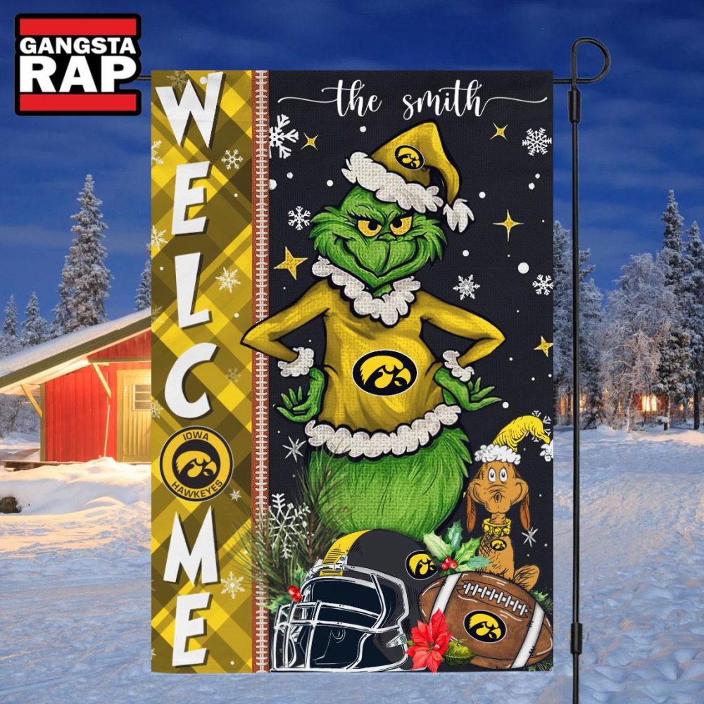 NCAA Iowa Hawkeyes Football Grinch Christmas Custom Flag NCAA Iowa Hawkeyes Football Grinch Christmas Custom Flag