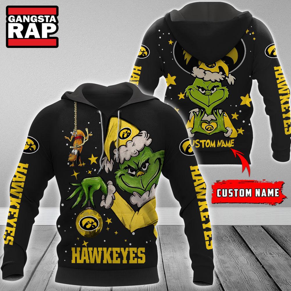 NCAA Iowa Hawkeyes Football Team The Grinch Christmas Hoodie NCAA Iowa Hawkeyes Football Team The Grinch Christmas Hoodie