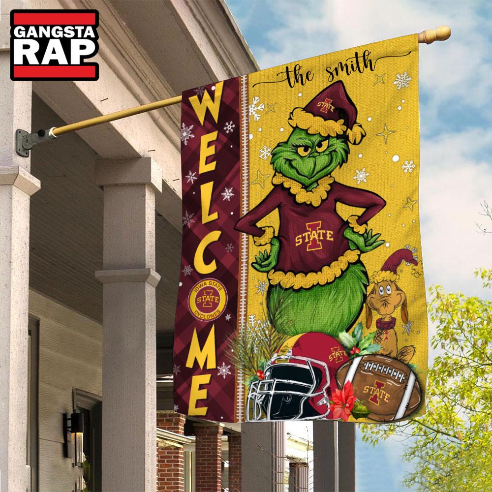 NCAA Iowa State Cyclones Football Grinch Christmas Custom Flag NCAA Iowa State Cyclones Football Grinch Christmas Custom Flag