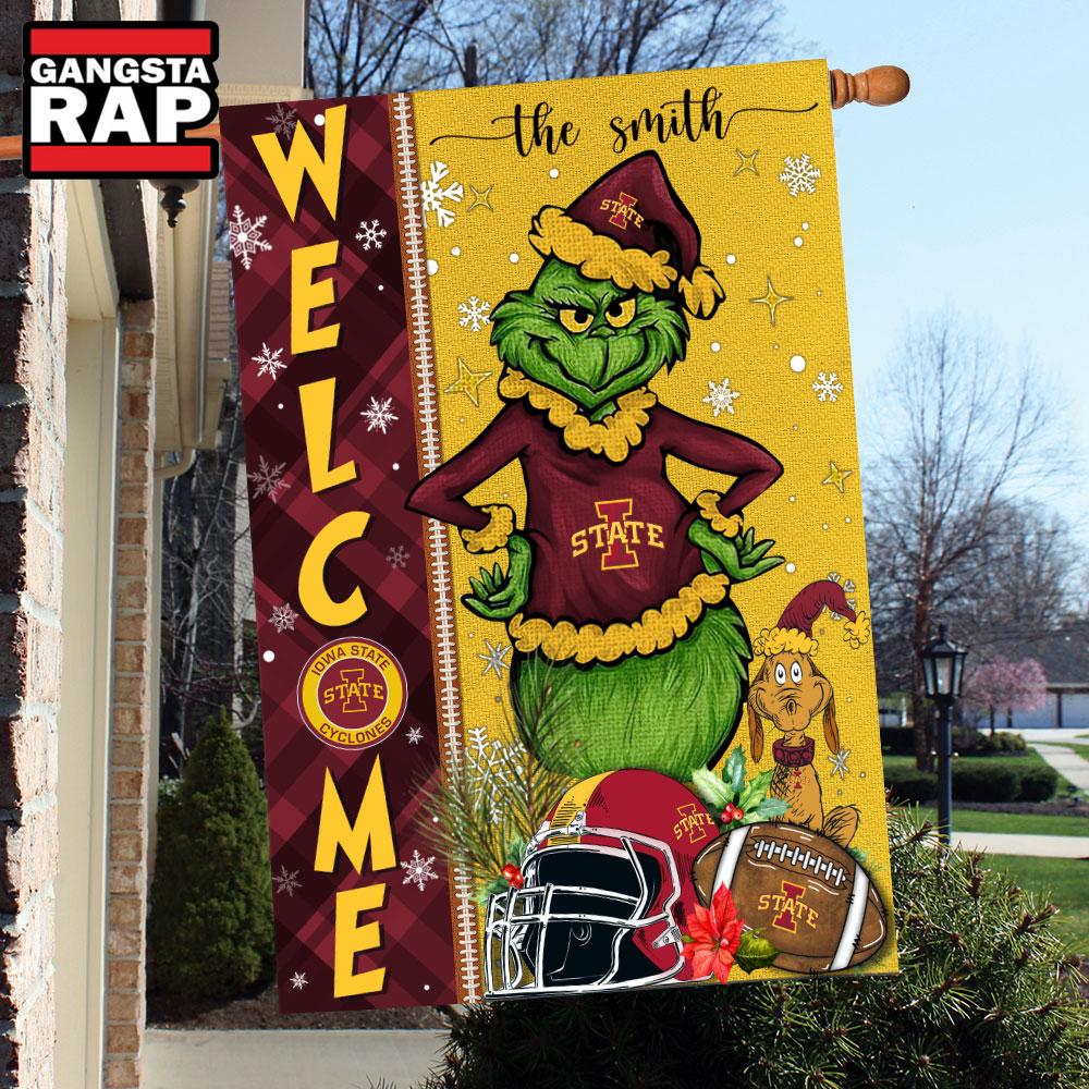 NCAA Iowa State Cyclones Football Grinch Christmas Custom Flag NCAA Iowa State Cyclones Football Grinch Christmas Custom Flag
