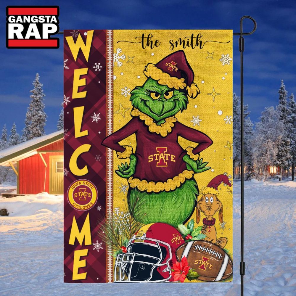 NCAA Iowa State Cyclones Football Grinch Christmas Custom Flag NCAA Iowa State Cyclones Football Grinch Christmas Custom Flag