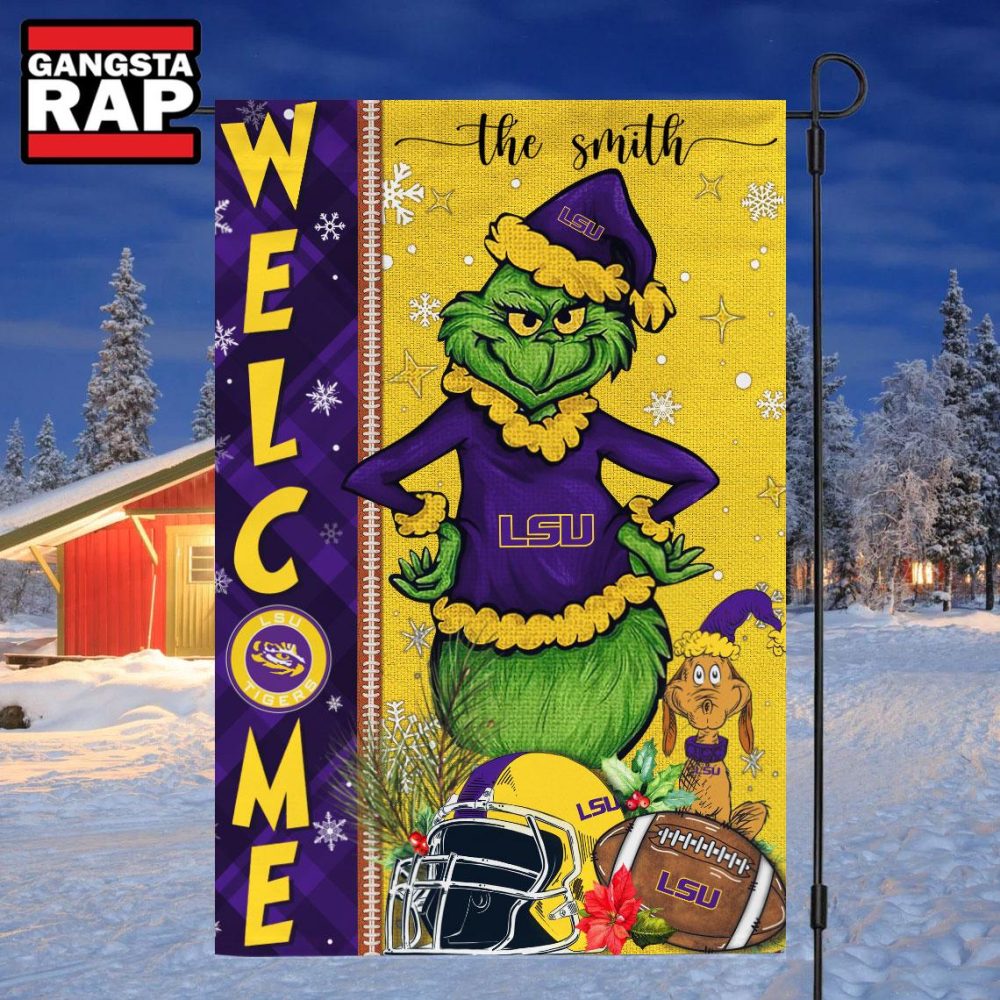 NCAA LSU Tigers Football Grinch Christmas Custom Flag NCAA LSU Tigers Football Grinch Christmas Custom Flag