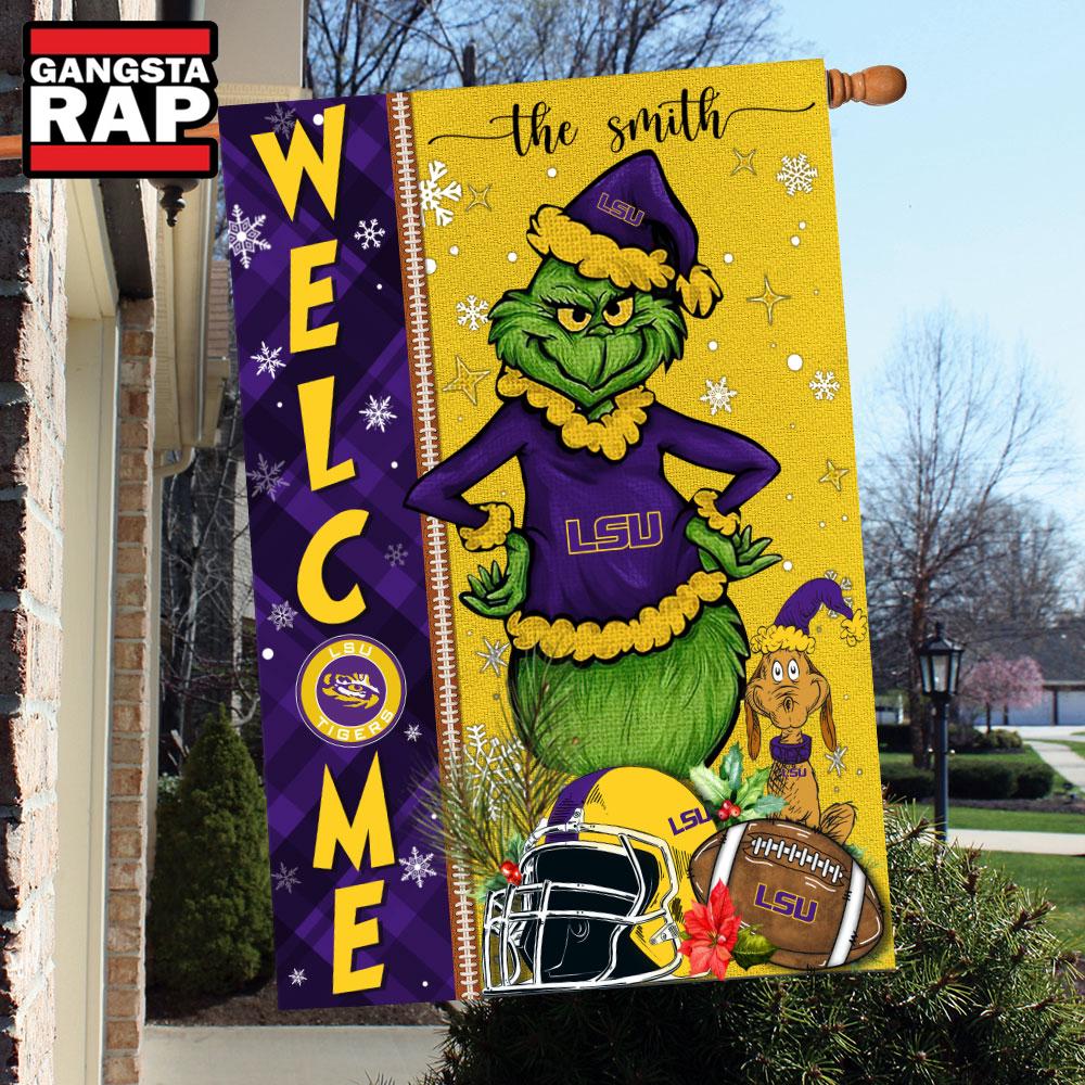 NCAA LSU Tigers Football Grinch Christmas Custom Flag NCAA LSU Tigers Football Grinch Christmas Custom Flag