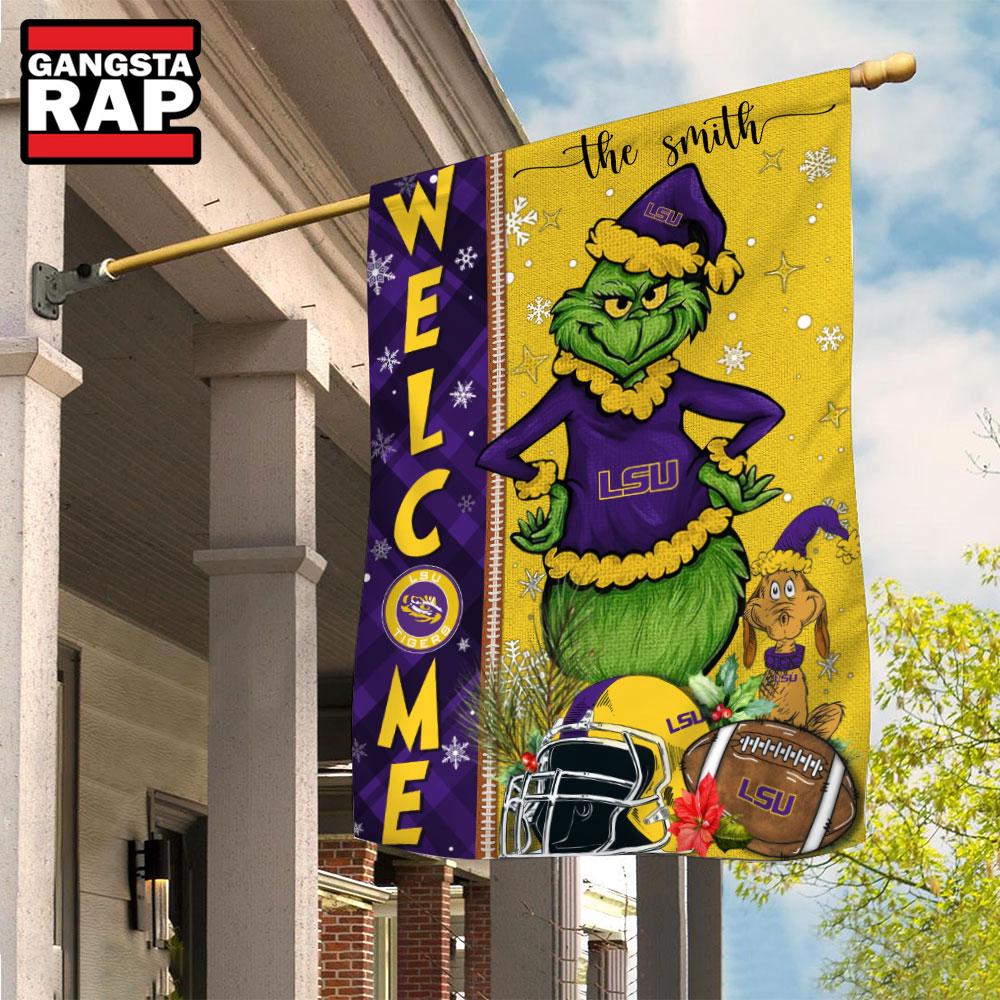 NCAA LSU Tigers Football Grinch Christmas Custom Flag NCAA LSU Tigers Football Grinch Christmas Custom Flag