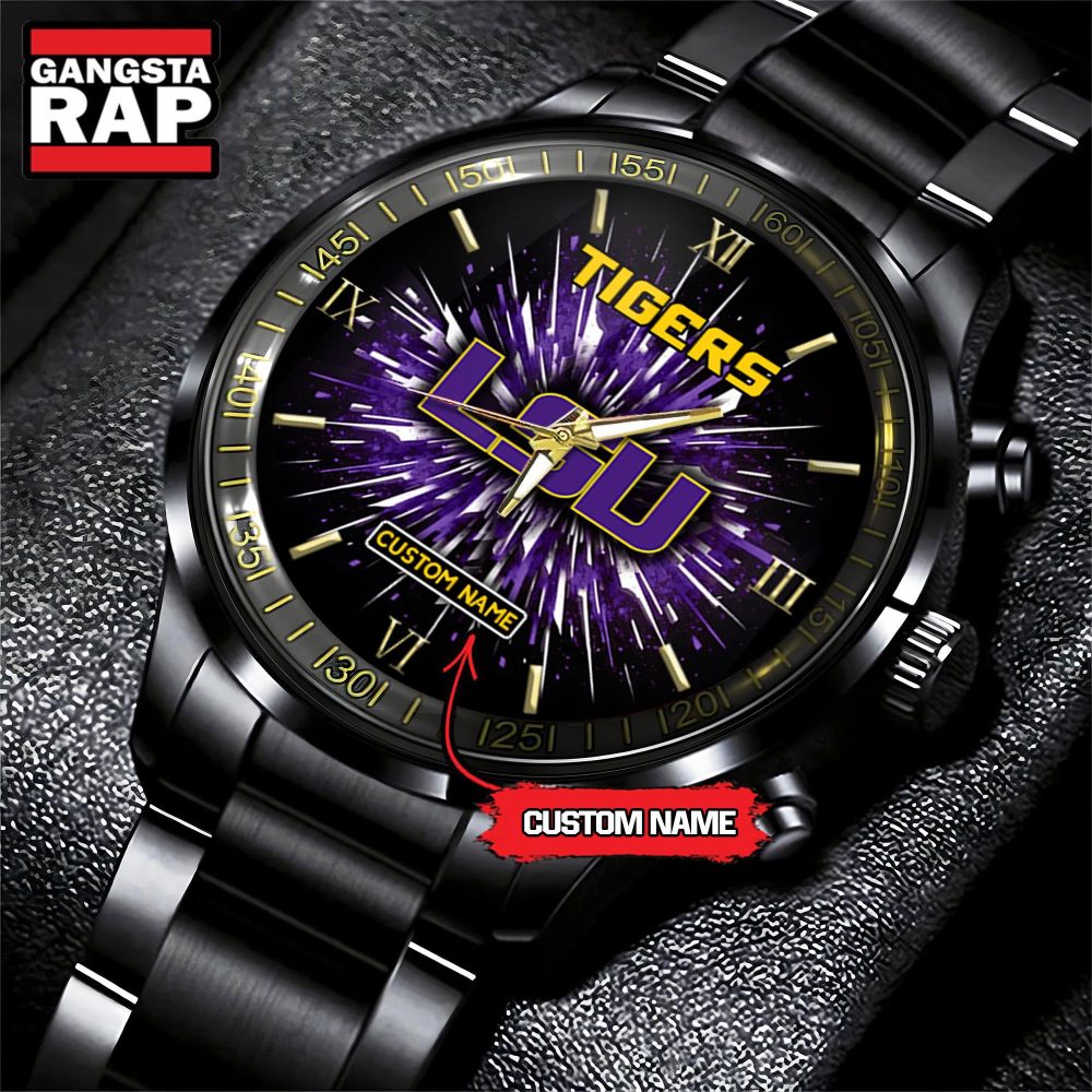 NCAA LSU Tigers Football Team Logo Design Black Watch NCAA LSU Tigers Football Team Logo Design Black Watch