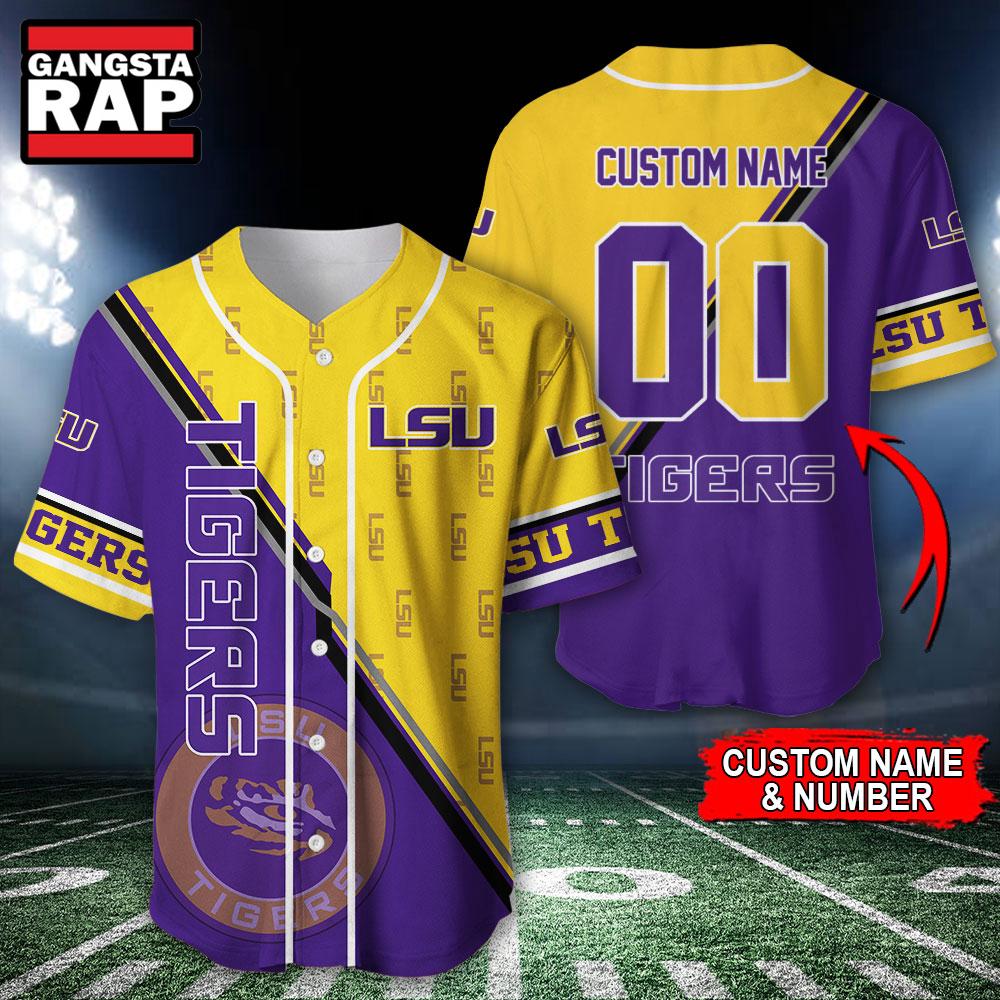 NCAA LSU Tigers Logo Team Sport Design Baseball Jersey NCAA LSU Tigers Logo Team Sport Design Baseball Jersey